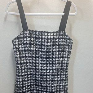 NWT  Alice + Olivia Women's Black Faux Leather Squared Neck Sheath Dress Size 10